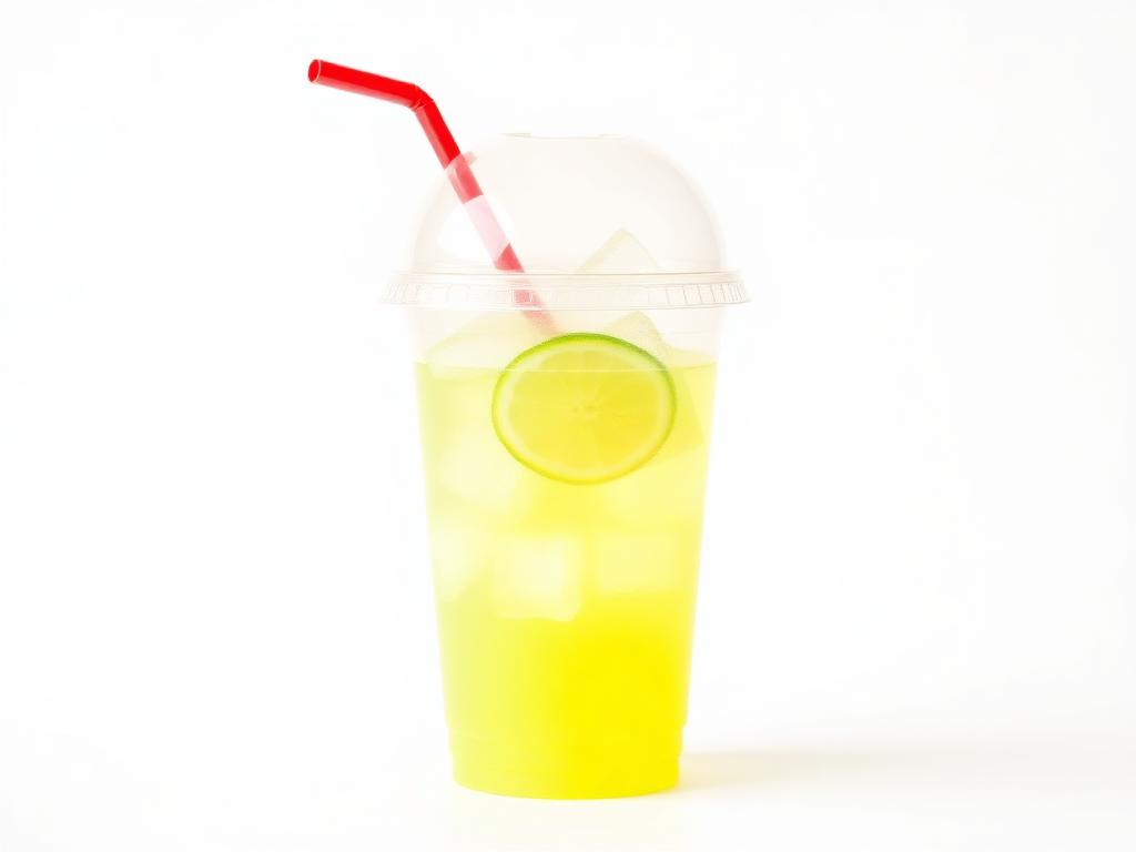 Lime Lemonade in a clear cup with a red straw