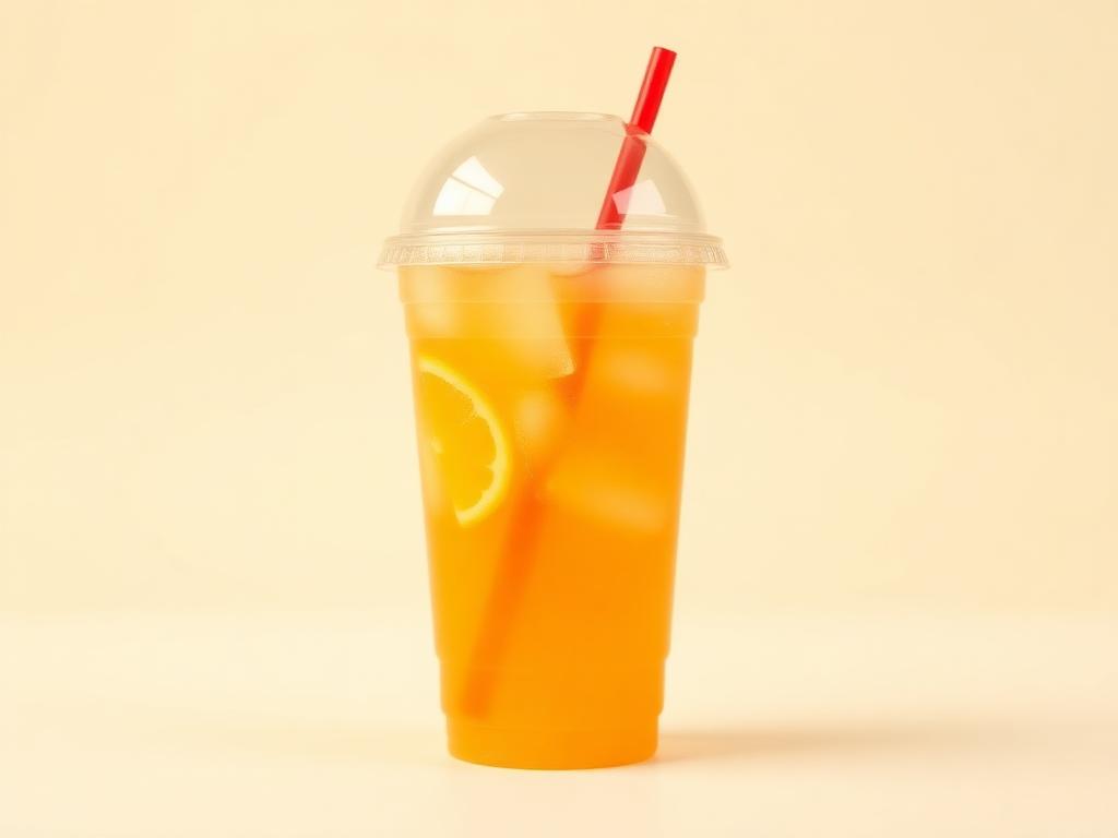 Mango Lemonade in a clear cup with a red straw