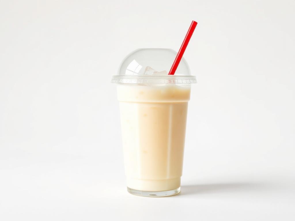 Piña Colada Lemonade in a clear cup with a red straw