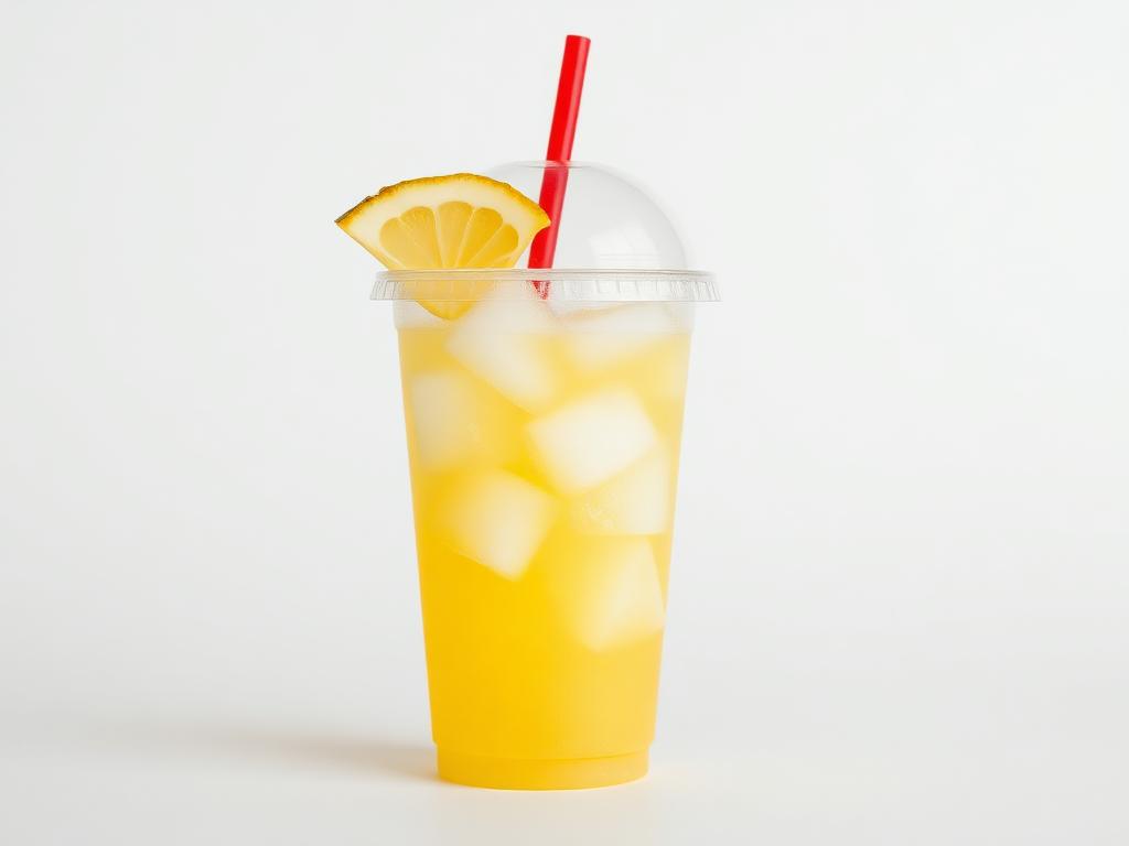 Pineapple Lemonade in a clear cup with a red straw
